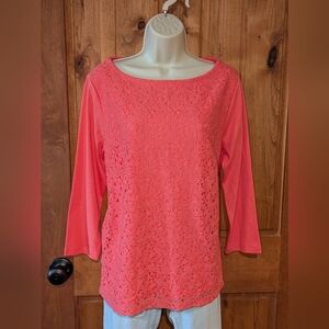 Rafaella Coral‎ Lace Front Blouse